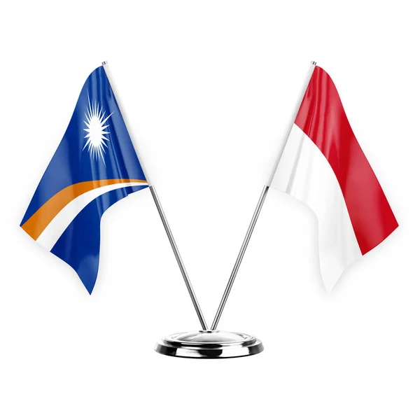 Two Table Flags Isolated White Background Illustration Marshall Islands Monaco — Stockfoto