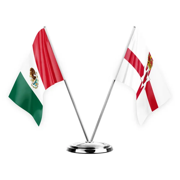 Two Table Flags Isolated White Background Illustration Mexico Ireland — Zdjęcie stockowe