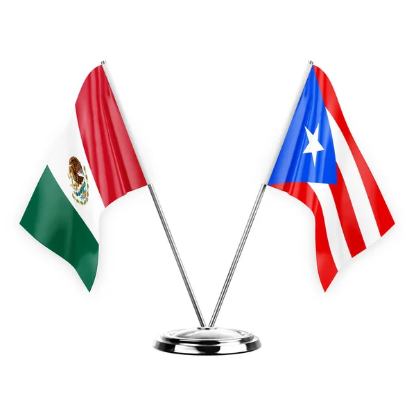 Two Table Flags Isolated White Background Illustration Mexico Puerto Rico — Stockfoto