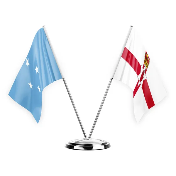 Two Table Flags Isolated White Background Illustration Micronesia Ireland — Fotografia de Stock