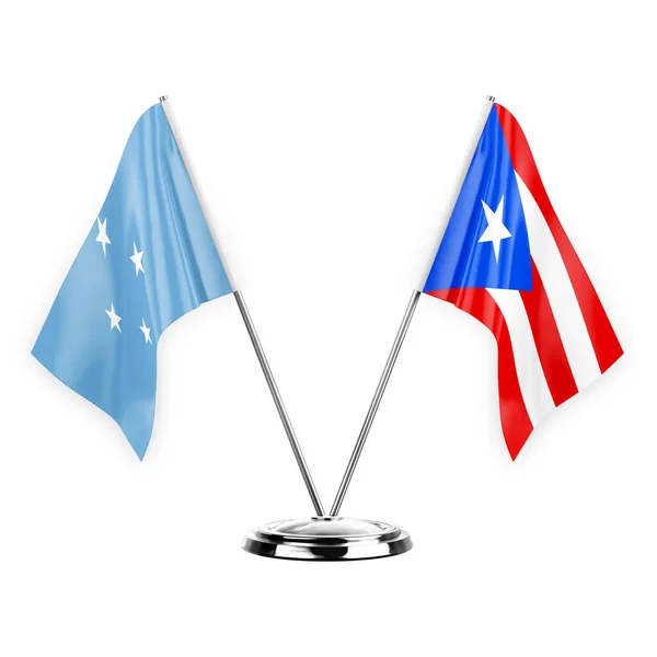 Two Table Flags Isolated White Background Illustration Micronesia Puerto Rico — Stockfoto