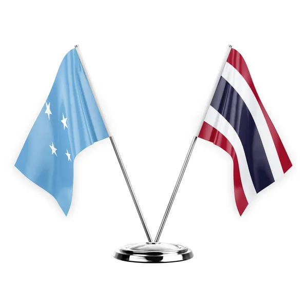 Two Table Flags Isolated White Background Illustration Micronesia Thailand — Stockfoto