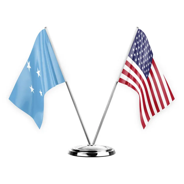 Two Table Flags Isolated White Background Illustration Micronesia Usa — Stockfoto