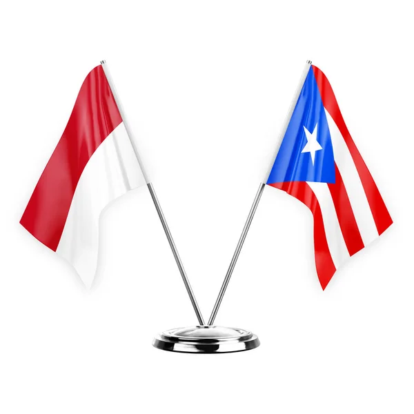 Two Table Flags Isolated White Background Illustration Monaco Puerto Rico — Stockfoto