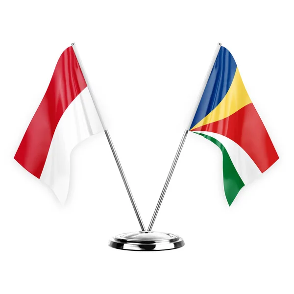 Two Table Flags Isolated White Background Illustration Monaco Seychelles — Stockfoto