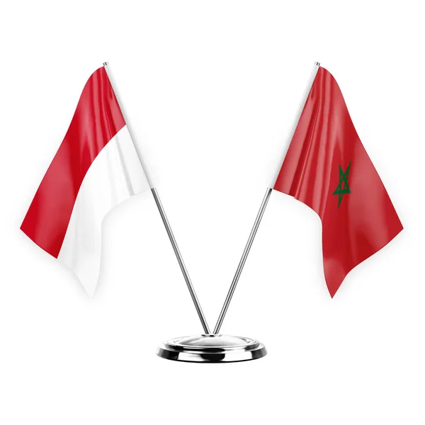 Two Table Flags Isolated White Background Illustration Monaco Morocco — Zdjęcie stockowe