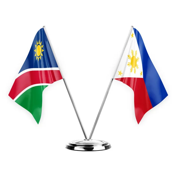 Two Table Flags Isolated White Background Illustration Namibia Philippines — Zdjęcie stockowe