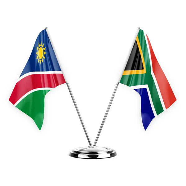 Two Table Flags Isolated White Background Illustration Namibia South Africa — Stock Photo, Image