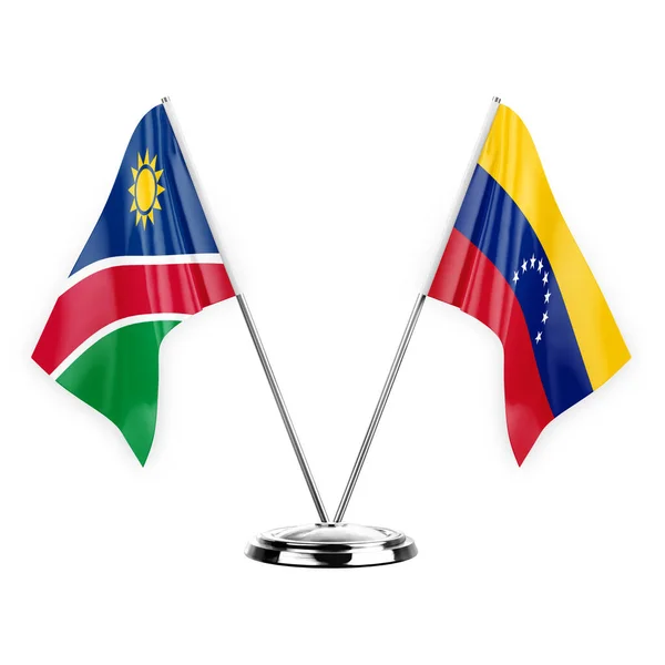 Δύο Σημαίες Πίνακα Απομονώνονται Λευκό Φόντο Εικονογράφηση Namibia Και Venezuela — Φωτογραφία Αρχείου