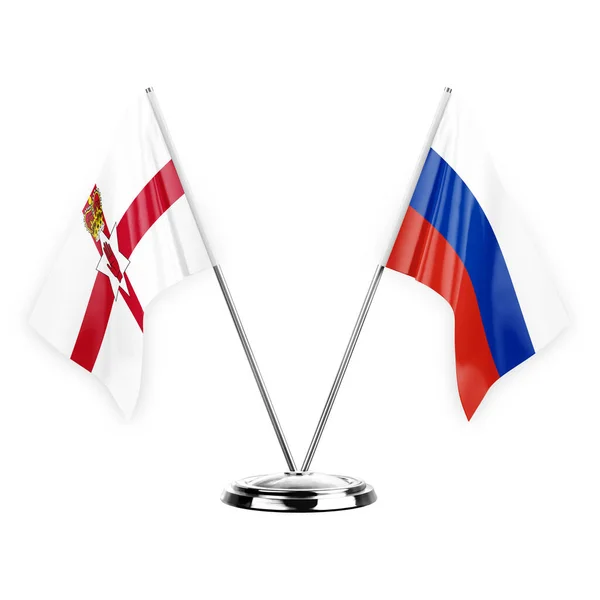 Two Table Flags Isolated White Background Illustration Northern Ireland Russia — Stock Photo, Image