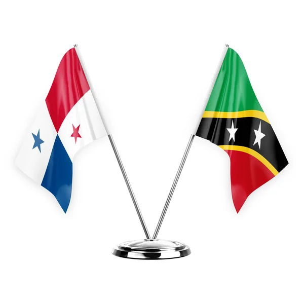 Two Table Flags Isolated White Background Illustration Panama Saint Kitts — Stockfoto