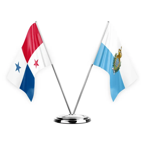 Two Table Flags Isolated White Background Illustration Panama San Marino — Stockfoto