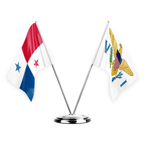 Two Table Flags Isolated White Background Illustration Panama Virgin Islands — Stockfoto