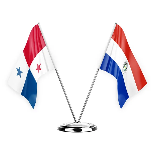 Two Table Flags Isolated White Background Illustration Panama Paraguay — Stockfoto