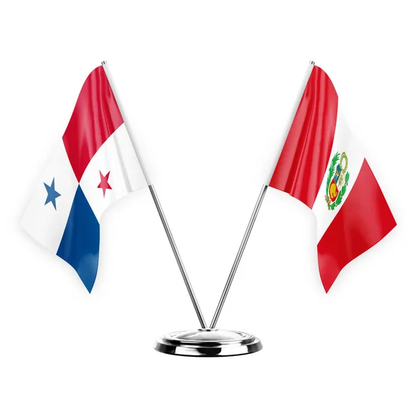 Two Table Flags Isolated White Background Illustration Panama Peru — Stockfoto