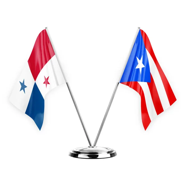 Two Table Flags Isolated White Background Illustration Panama Puerto Rico — Stockfoto