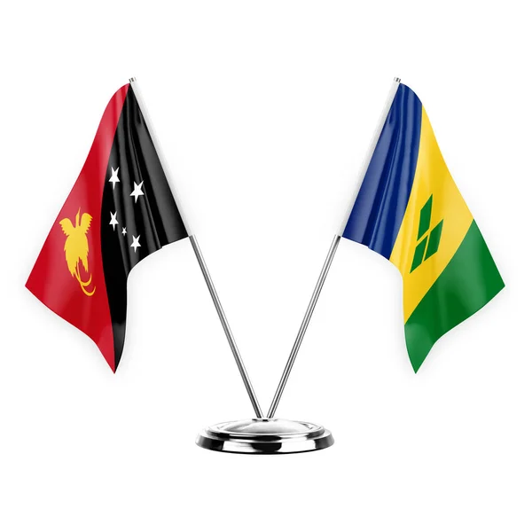 Two Table Flags Isolated White Background Illustration Papua New Guinea — Photo