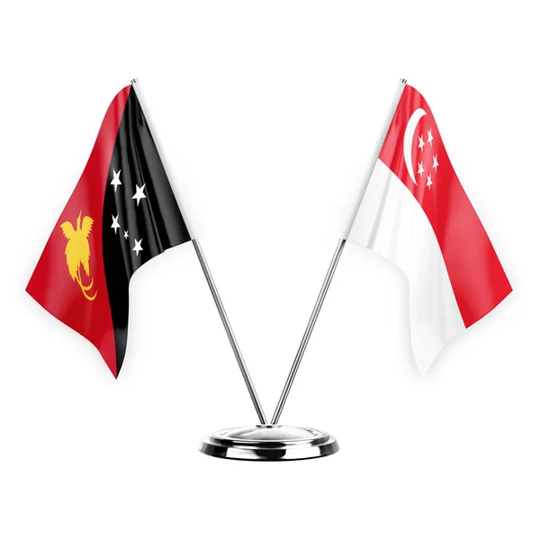 Two Table Flags Isolated White Background Illustration Papua New Guinea — Stock Photo, Image