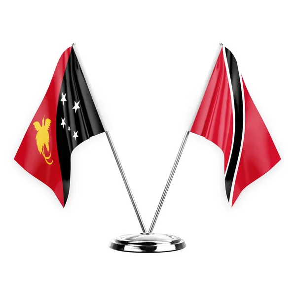 Two Table Flags Isolated White Background Illustration Papua New Guinea — Stok fotoğraf