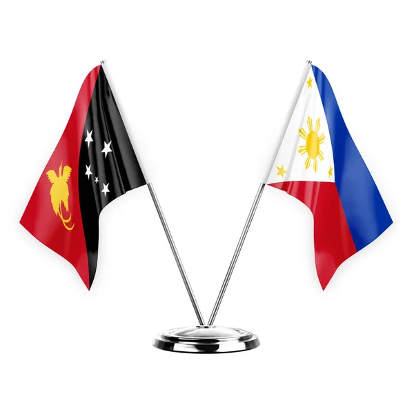 Two Table Flags Isolated White Background Illustration Papua New Guinea — Zdjęcie stockowe