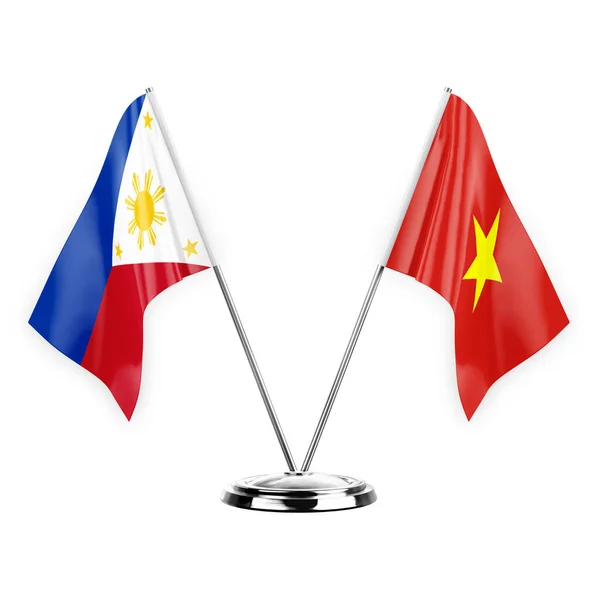 Two Table Flags Isolated White Background Illustration Philippines Vietnam — Zdjęcie stockowe