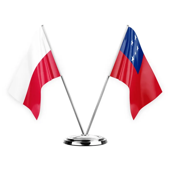 Two Table Flags Isolated White Background Illustration Poland Samoa — Stockfoto