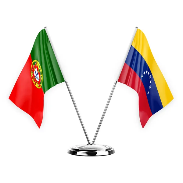 Δύο Σημαίες Πίνακα Απομονώνονται Λευκό Φόντο Εικονογράφηση Portugal Και Venezuela — Φωτογραφία Αρχείου