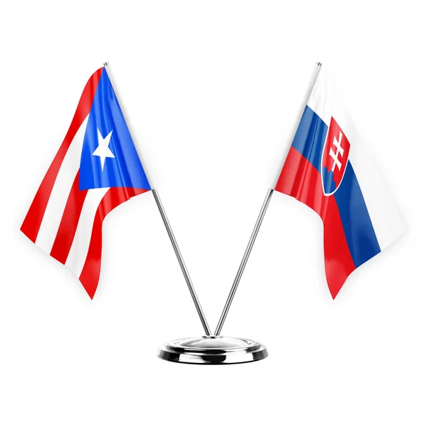 Two Table Flags Isolated White Background Illustration Puerto Rico Slovakia — Stockfoto