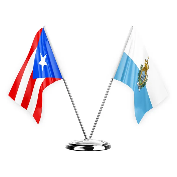 Two Table Flags Isolated White Background Illustration Puerto Rico San — Stockfoto