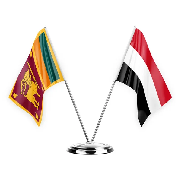 Two Table Flags Isolated White Background Illustration Sri Lanka Yemen — Stockfoto