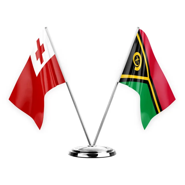 Two Table Flags Isolated White Background Illustration Tonga Vanuatu — Stock fotografie