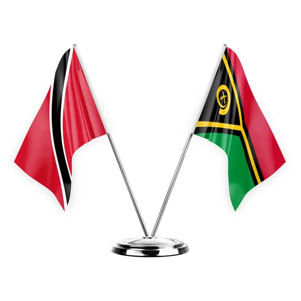 Two Table Flags Isolated White Background Illustration Trinidad Tobago Vanuatu — Stok fotoğraf