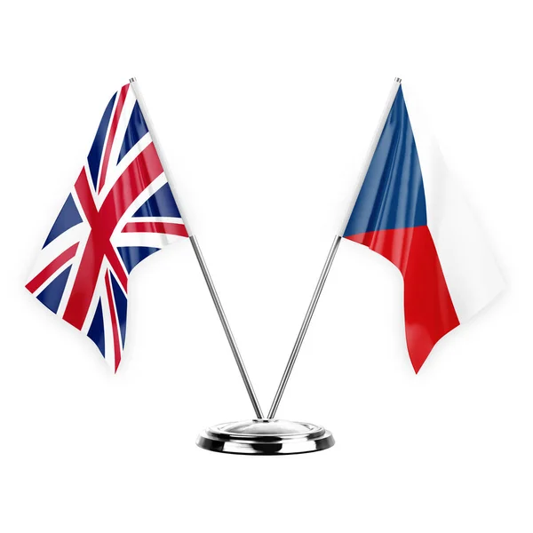 Two Table Flags Isolated White Background Illustration United Kingdom Czechia — Stockfoto