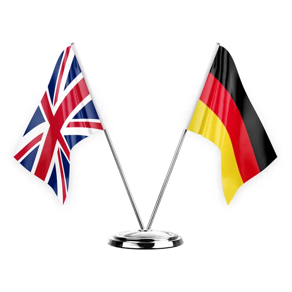 Two Table Flags Isolated White Background Illustration United Kingdom Germany — Zdjęcie stockowe