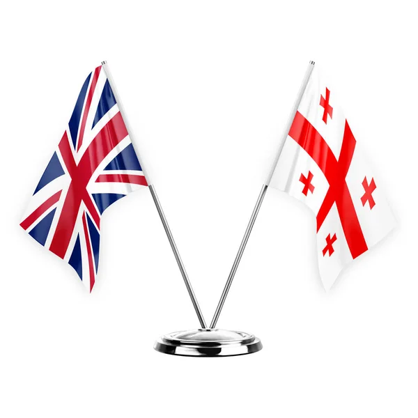 Dos Banderas Mesa Aisladas Sobre Fondo Blanco Ilustración Reino Unido — Foto de Stock
