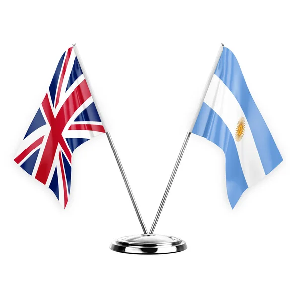 Two Table Flags Isolated White Background Illustration United Kingdom Argentina —  Fotos de Stock