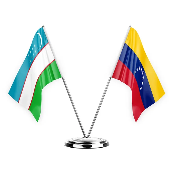 Δύο Σημαίες Πίνακα Απομονώνονται Λευκό Φόντο Εικονογράφηση Ουζμπεκιστάν Και Venezuela — Φωτογραφία Αρχείου