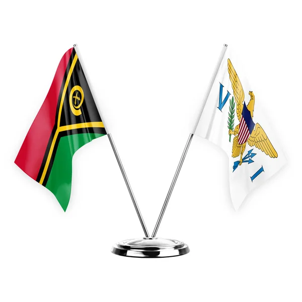 Two Table Flags Isolated White Background Illustration Vanuatu Virgin Islands — Stockfoto