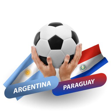 Soccer football competition match, national teams argentina vs paraguay