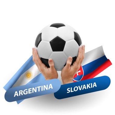 Soccer football competition match, national teams argentina vs slovakia