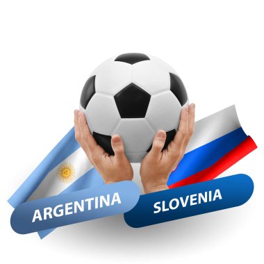 Soccer football competition match, national teams argentina vs slovenia