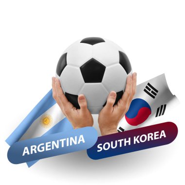 Soccer football competition match, national teams argentina vs south korea