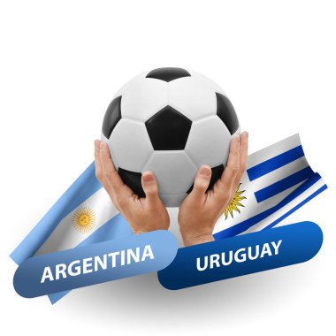 Soccer football competition match, national teams argentina vs uruguay