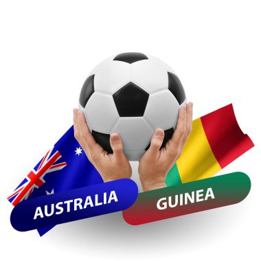 Soccer football competition match, national teams australia vs guinea