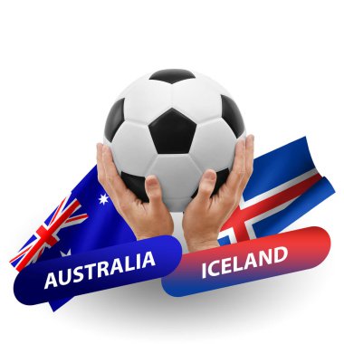 Soccer football competition match, national teams australia vs iceland