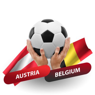 Soccer football competition match, national teams austria vs belgium