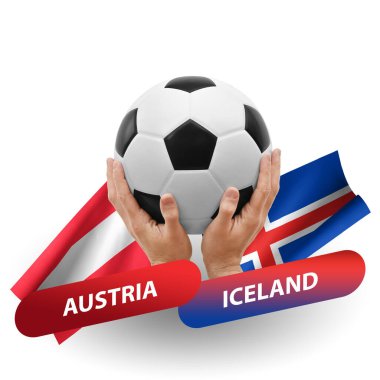 Soccer football competition match, national teams austria vs iceland