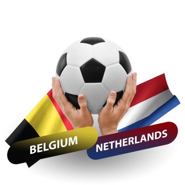 Soccer football competition match, national teams belgium vs netherlands