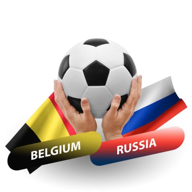 Soccer football competition match, national teams belgium vs russia