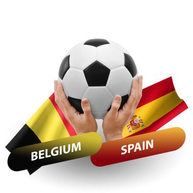 Soccer football competition match, national teams belgium vs spain